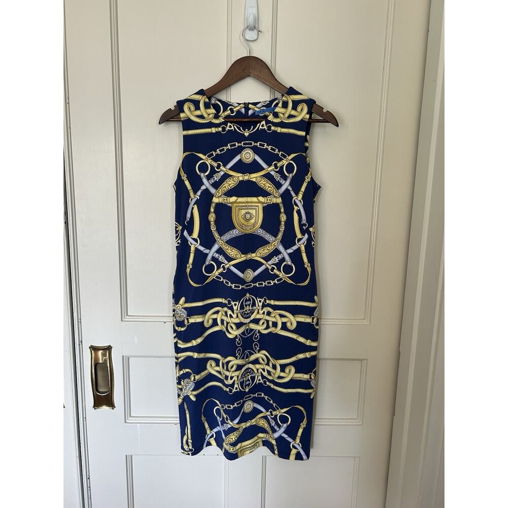 J. McLaughlin Catalina Cloth Equestrian Sheath Dress Womens Size Small Blue NWT
